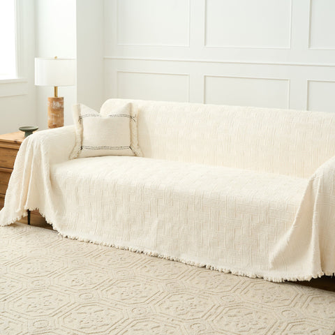 Chenille Sofa Cover – Soft Crosshatch Cozy Throw