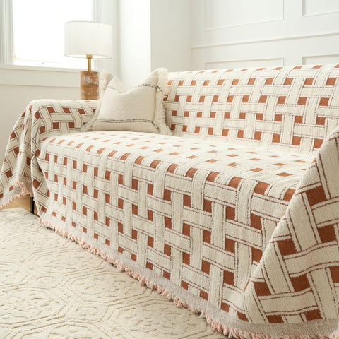 Chenille Sofa Cover – Soft Crosshatch Cozy Throw