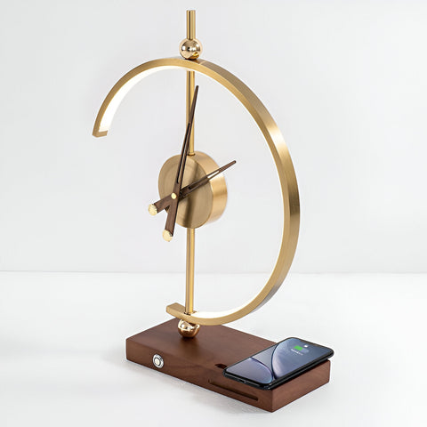 GLux Clock – Geometric LED Table Lamp with Wireless Qi Charger & Golden Time Display