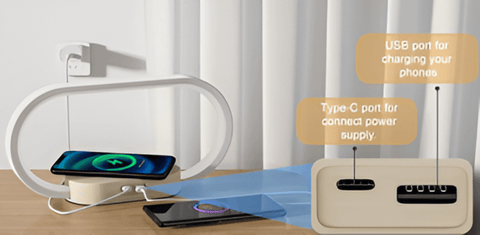 SmartiOne LED Night Lamp – Multifunctional Bedside Lamp with Wireless Charger & Digital Clock