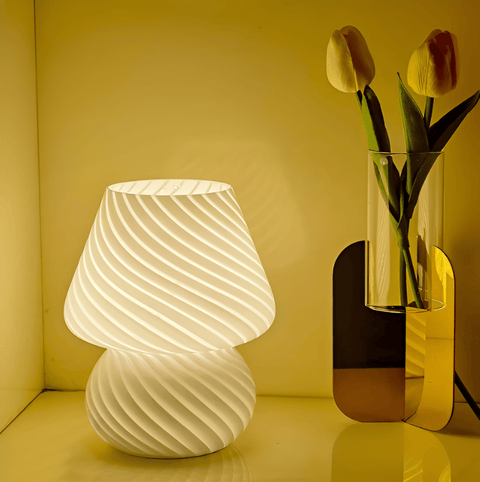Striped Glow – Handblown Striped Glass Table Lamp