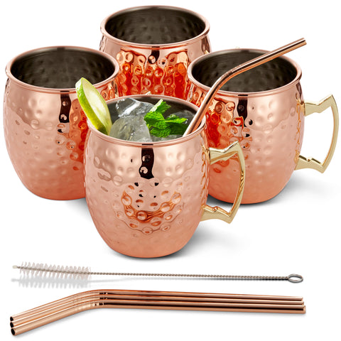 Stainless Steel Cocktail Mug & Straw Set