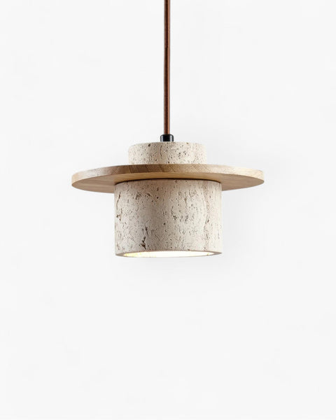 Atlaro Pendant – Rustic Glow with Travertine Stone Elegance