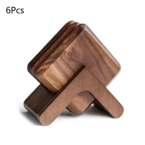 Six Piece Walnut Coaster Set - Eco-Friendly Wood Style